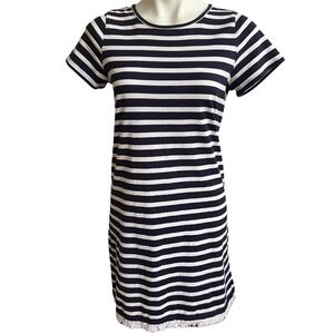 Allison Joy Striped Fringe Dress Navy White Size XS